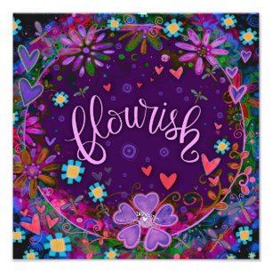 Purple Flourish Inspirational Heart Floral Pretty  Photo Print