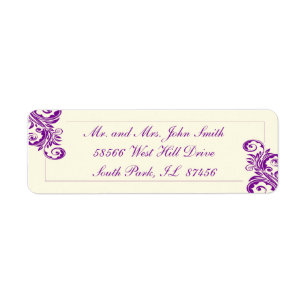 Purple Flourish Return Address Labels