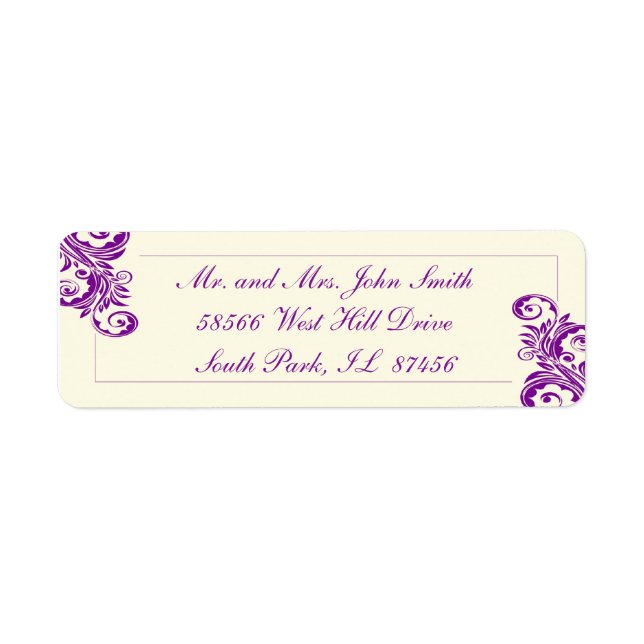 Purple Flourish Return Address Labels (Front)
