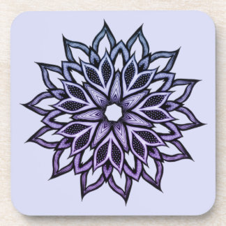 Purple Flower Abstract Mandala Coaster