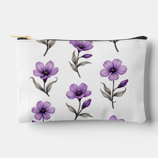 purple flower accessory pouch (Front)