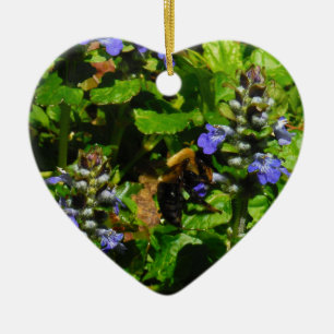 Purple Flower and Bumble Bee Ceramic Tree Decoration