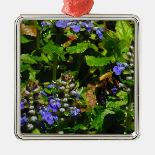 Purple Flower and Bumble Bee Metal Tree Decoration (Front)