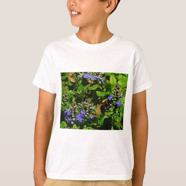 Purple Flower and Bumble Bee T-Shirt (Front)