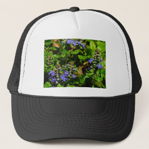 Purple Flower and Bumble Bee Trucker Hat
