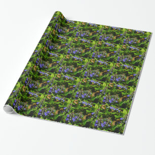 Purple Flower and Bumble Bee Wrapping Paper