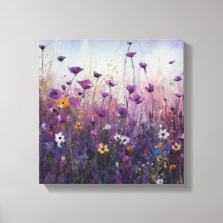 Purple Flower Art Landscape Design Canvas Print