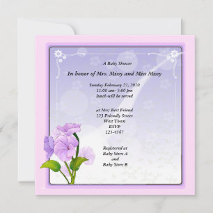 Purple Flower Baby Shower Invitation