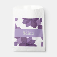 Purple flower Bas Mitzva favour bag with name