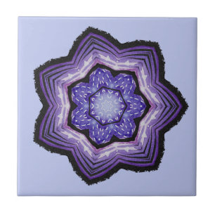 Purple Flower Beautiful Abstract Art Tile