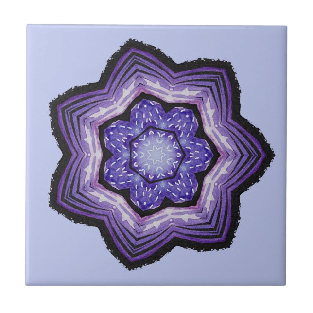 Purple Flower Beautiful Abstract Art Tile (Front)