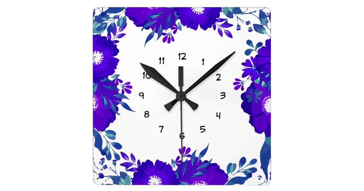 Purple Flower Bedroom Wall Clocks Zazzle.co.uk
