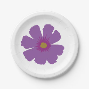 Purple Flower Birthday Paper Plate