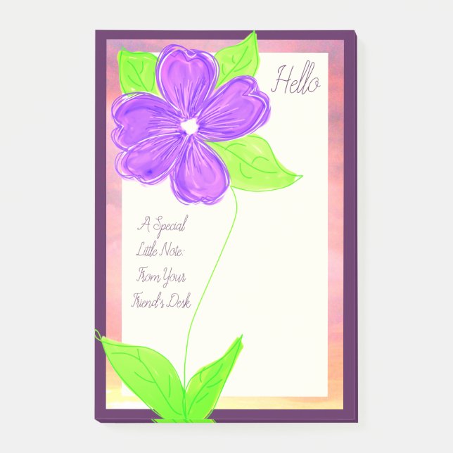 Purple Flower Bloom Post-it Notes (Front)