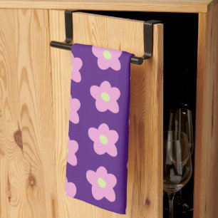 Purple Flower Blossoms Tea Towel