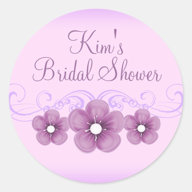 Purple Flower Bridal Shower Sticker (Front)