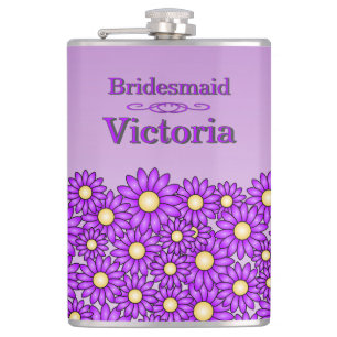 Purple Flower Bridesmaid Flask