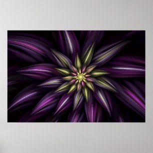 PURPLE FLOWER BURST– MYSTICAL FLORAL MANDALA ART POSTER