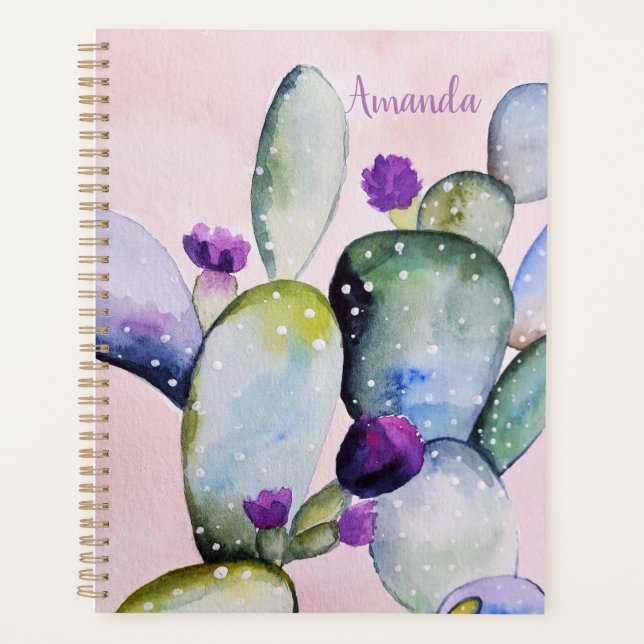 Purple Flower Cactus (Nopal) Planner (Front)