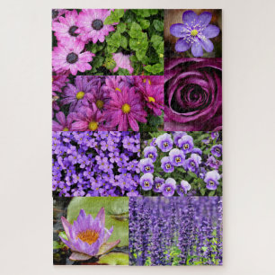 Purple Flower Collage Jigsaw Puzzle
