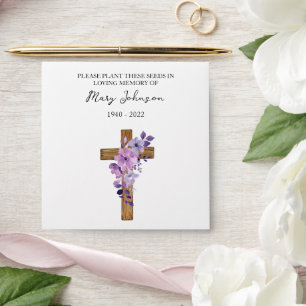 Purple Flower Cross Seed Packet Funeral Envelope