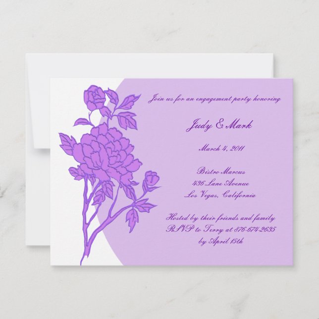Purple Flower Custom Engagement Party Invitation (Front)