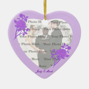 Purple Flower Custom Heart Ornament