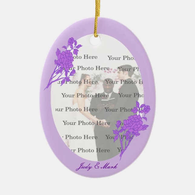 Purple Flower Custom Oval Ornament (Front)