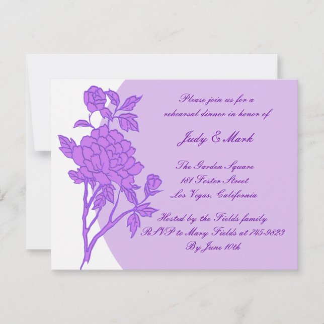 Purple Flower Custom Rehearsal Dinner Invitation (Front)