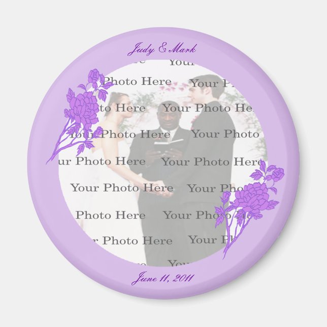 Purple Flower Custom Round Magnet (Front)