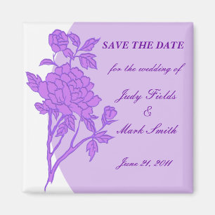 Purple Flower Custom Save The Date Magnet