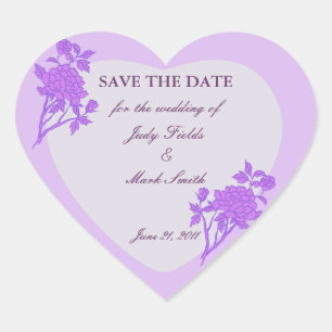 Purple Flower Custom Save The Date Stickers