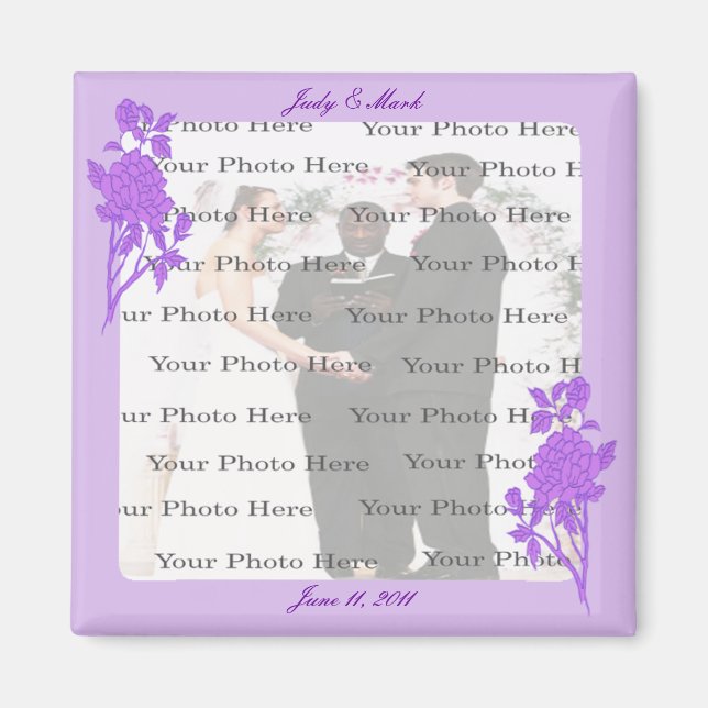 Purple Flower Custom Square Magnet (Front)