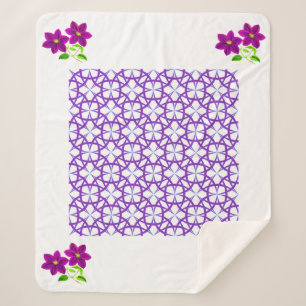 Purple flower/design sherpa blanket. sherpa blanket