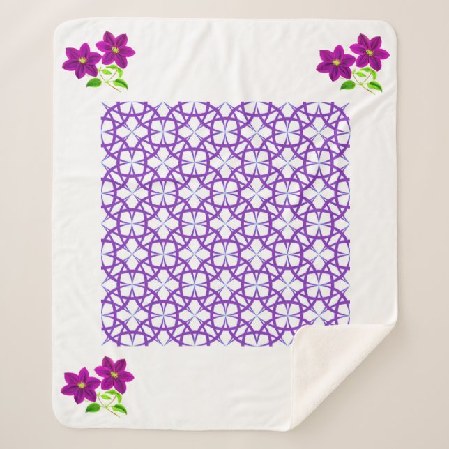 Purple flower/design sherpa blanket. sherpa blanket (Front)