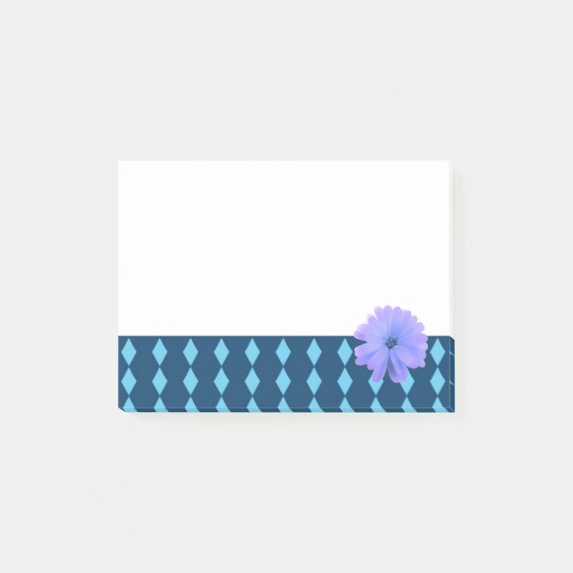 Purple Flower Diamond Pattern Border Post-it Notes (Front)