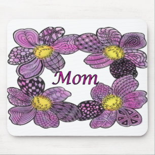 Purple Flower Doodled MOM Design Mouse Mat
