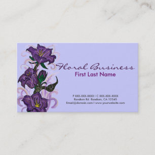 Purple flower drawing custom business cards