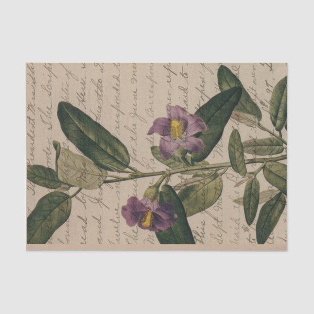 Purple Flower Ephemera Tissue Paper (Front)