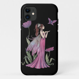 Purple Flower Fairy and Butterfly iPhone Case