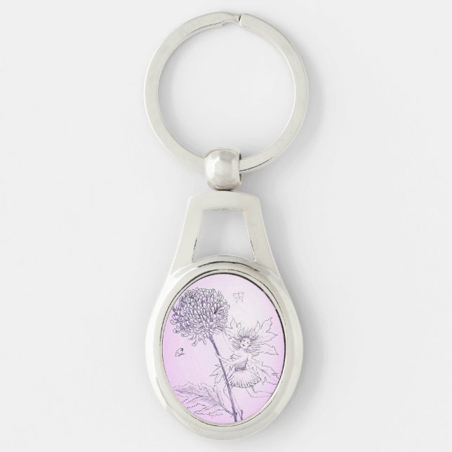 Purple Flower Fairy Key Ring (Front)