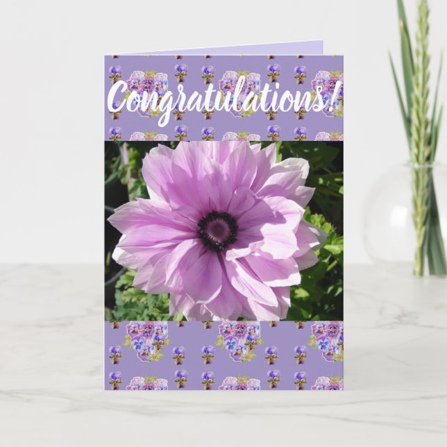 Purple Flower Floral Conrgatulations art Card (Front)