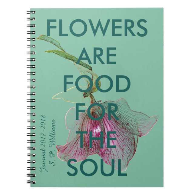 Purple flower floral custom name notebook (Front)