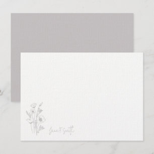 Purple Flower Floral Plant Personalised Stationary Thank You Card