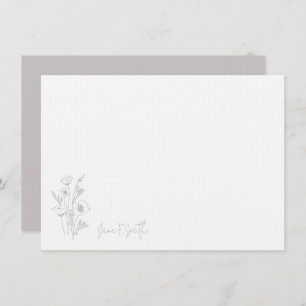 Purple Flower Floral Plant Personalized Stationary Thank You Card