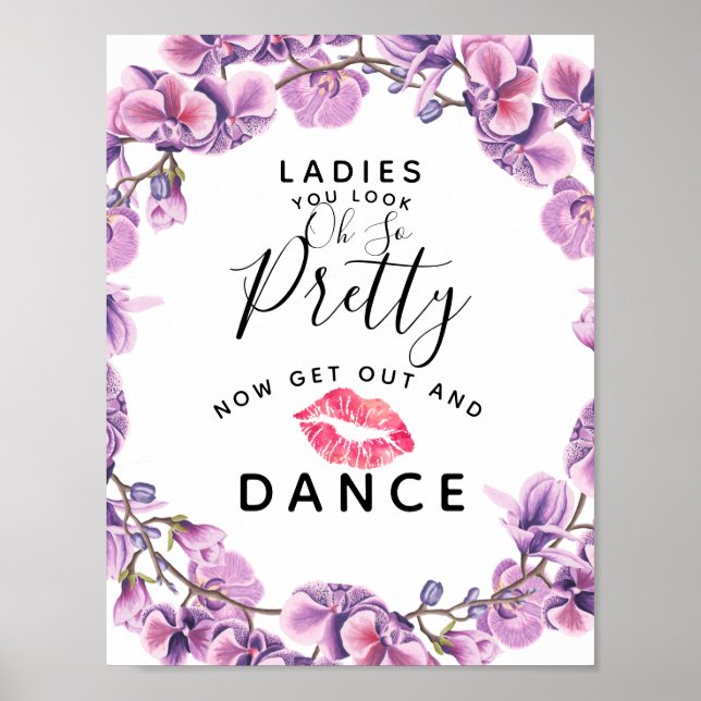 purple flower foliage Ladies BATHROOM wedding sign (Front)