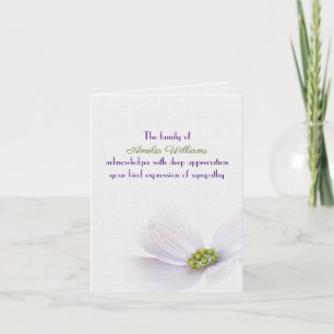 Purple Flower for Sympathy Thank You from Family Card