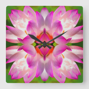 PURPLE FLOWER - Fractal Art - Square Wall Clock