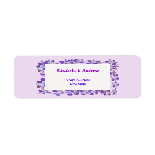 purple flower frame floral chic label return address label