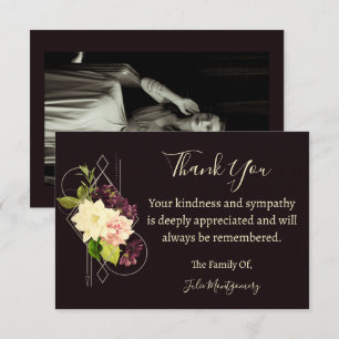Purple Flower Funeral Photo Thank You Card  